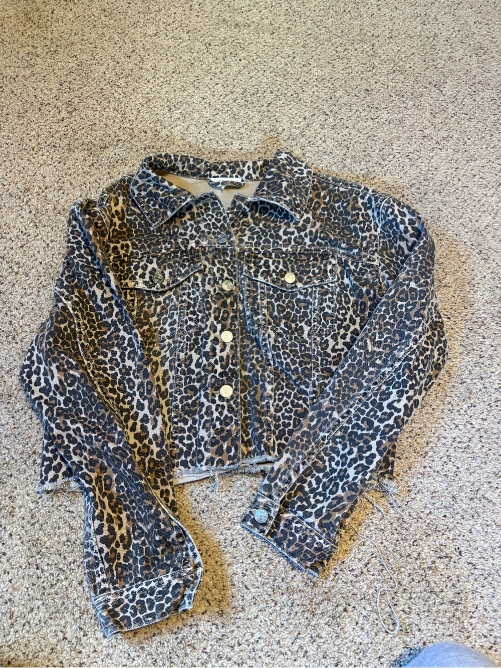 Maurices Leopard Print Jean Jacket in Brown and Black